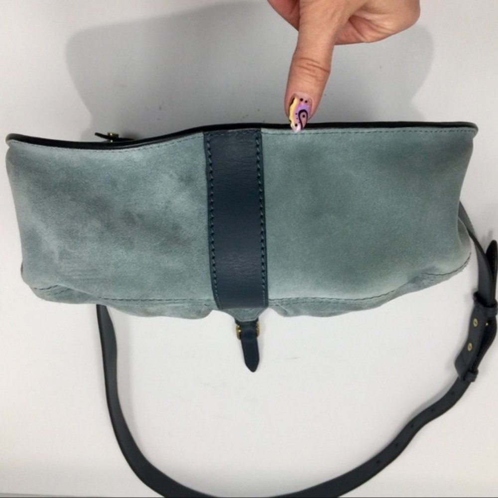 Isabel Marant Keila Leather Suede Two Tone Blue/Light Blue Crossbody Bag - Picture 9 of 16